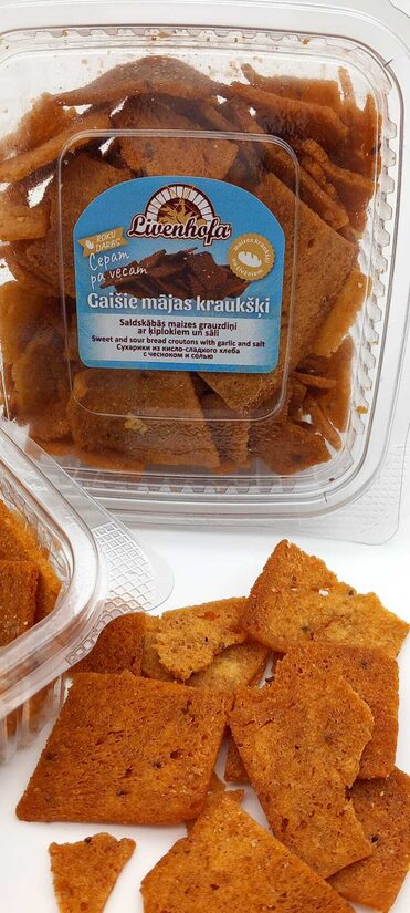 Hausgemachte Brotchips mit Knoblauch und Salz, 120g